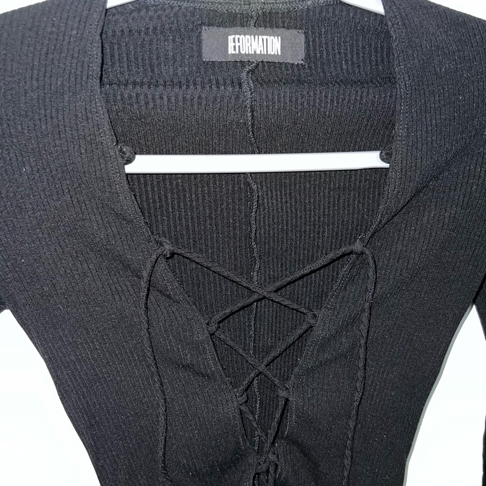 Reformation black tie up bodysuit